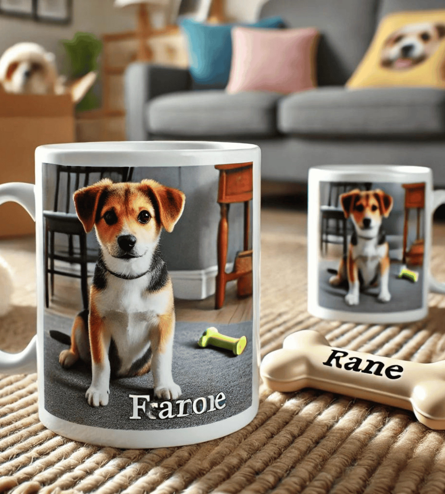Custom Dog Lover's Mug, printed with a dog design, customizable and perfect for dog enthusiasts or as a thoughtful gift.