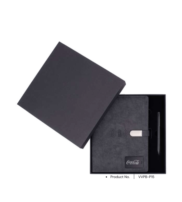 Power Bank Notebook VVPB-P15 | 8000mAh Power Bank with Wireless Charger & LED Branding Plate