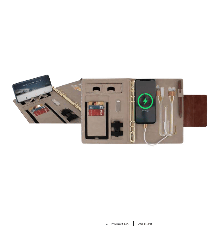 Power Bank Notebook VVPB-P8 | Wireless Charging & 16GB USB
