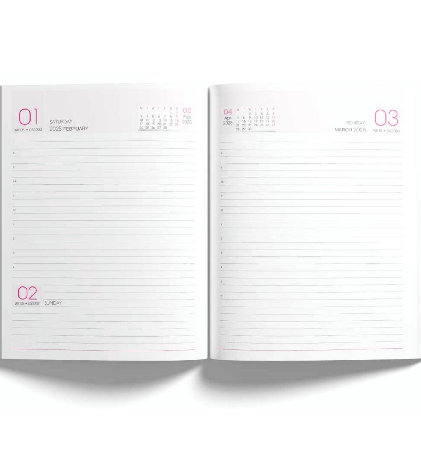 Verveet Mosaic 2025 Diary Inside View, showcasing well-structured pages with ample space for notes, schedules, and planning, ideal for staying organized.