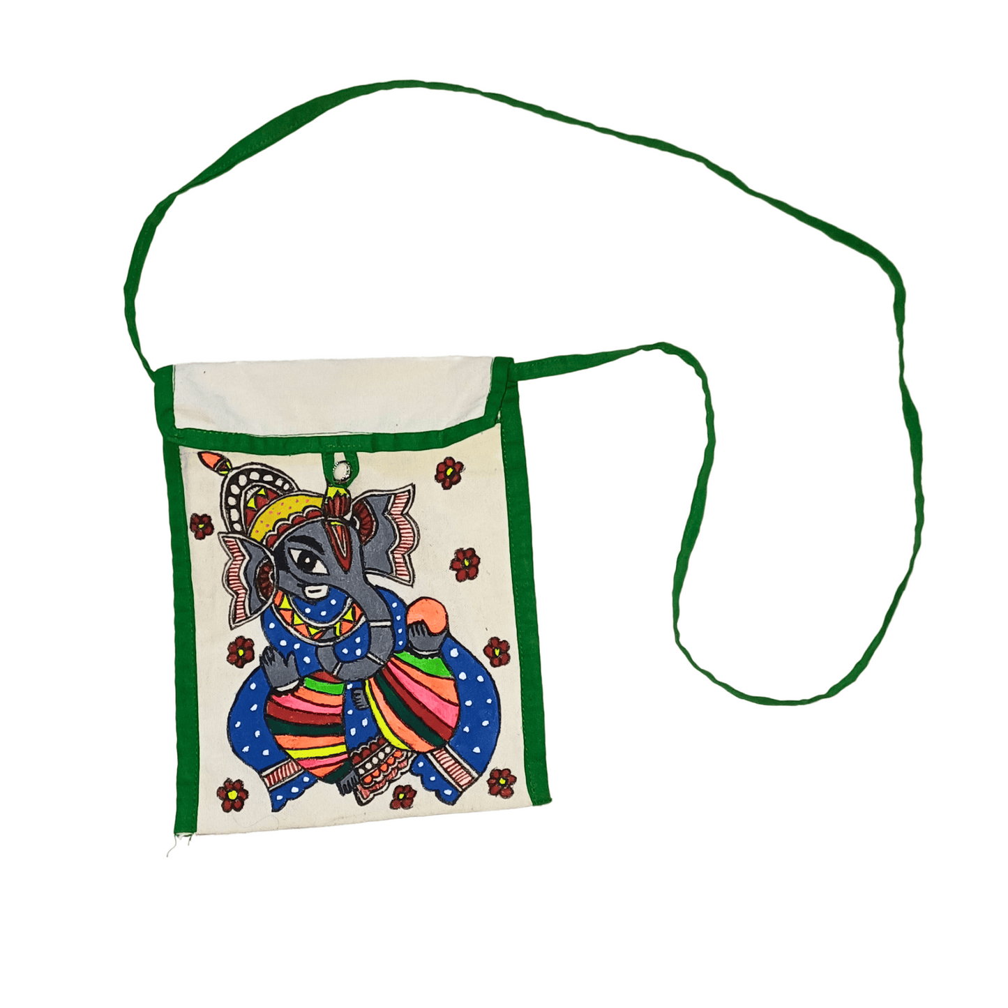 Artistic Ganesha Sling Bag | Handcrafted Indian Folk Art Shoulder Bag