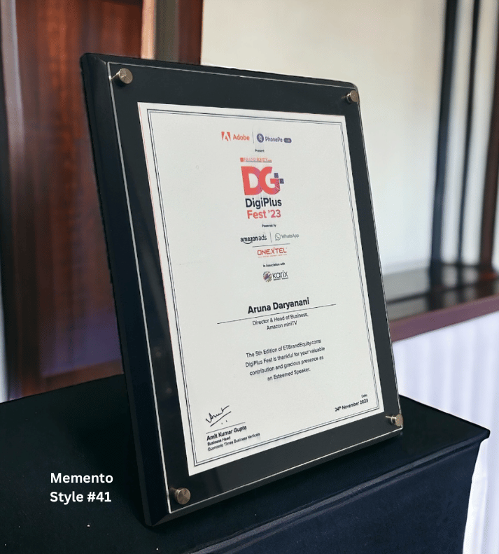 Corporate recognition memento made from wood and acrylic, ideal for employee awards and achievements.