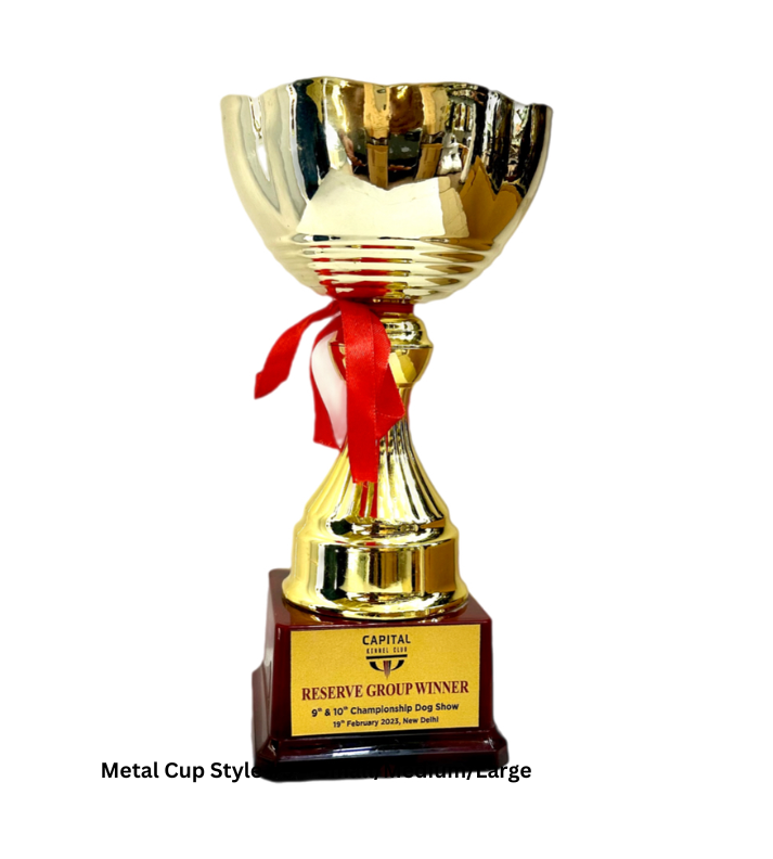 Custom Metal Cup Trophy Style 9 in Gold, available in 8, 9, and 10.5-inch sizes. Crafted from high-quality metal, this elegant trophy is ideal for sports awards, corporate recognition, and special events. Personalize with engravings for a unique and memorable presentation."
This alt text emphasizes the material, available sizes, and customization options.