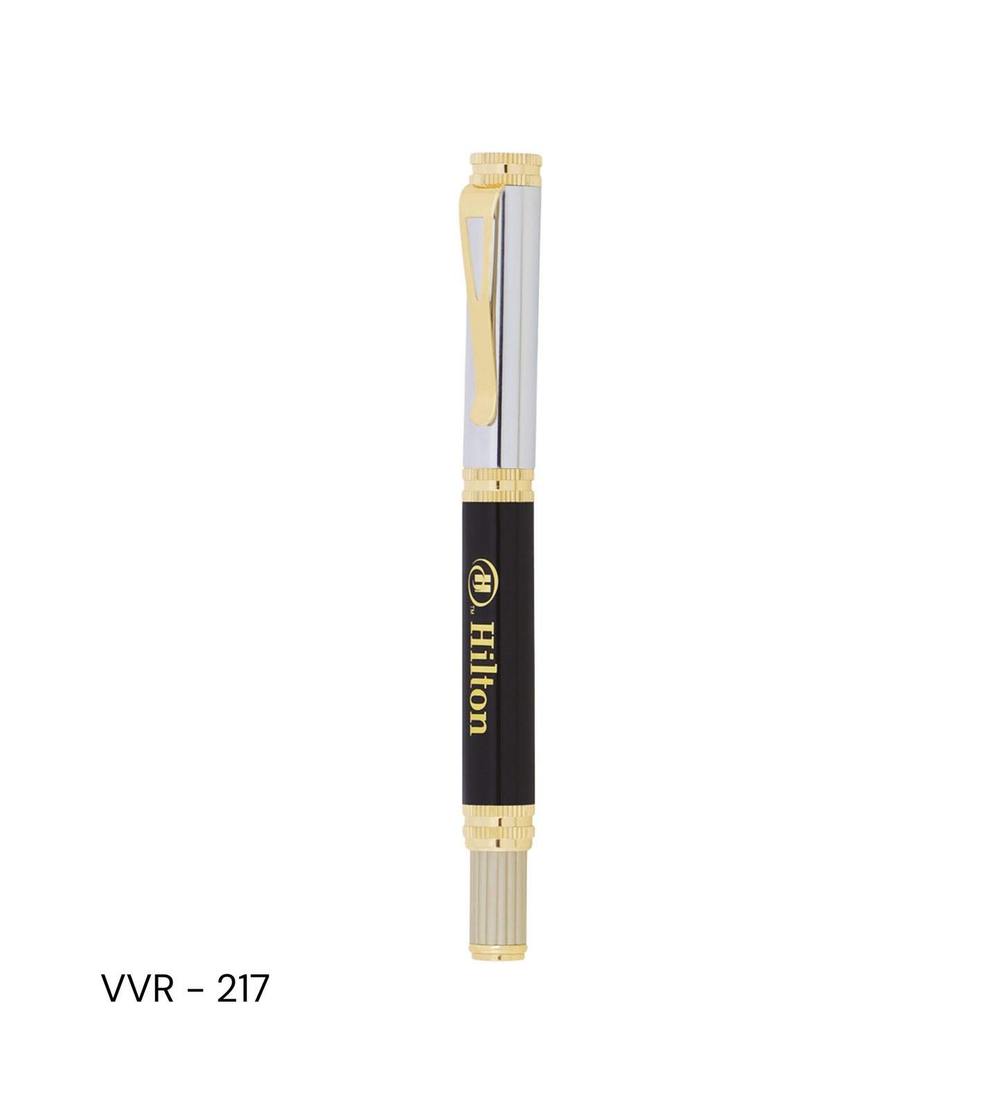 Custom metallic silver roller pen VVR217 with engraved design, perfect for personalized gifting and professional use.