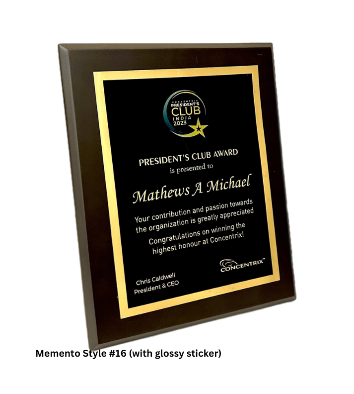 Custom Wooden Memento with Glossy Sticker – Personalized Engraved Gift for Corporate & Special Occasions