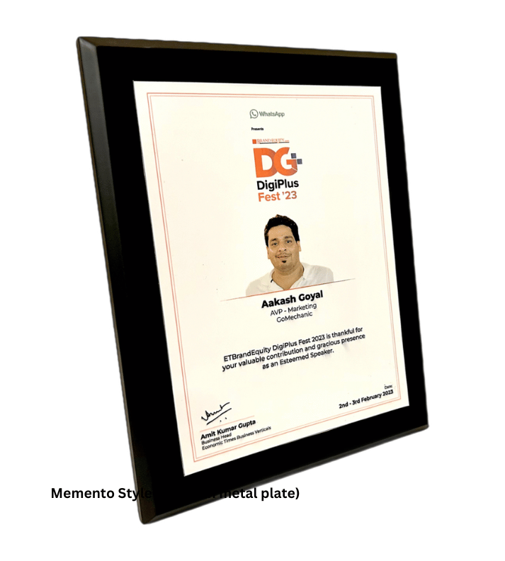 Custom Wooden Memento with Metal Plate – Personalized Engraved Gift for Corporate & Special Occasions