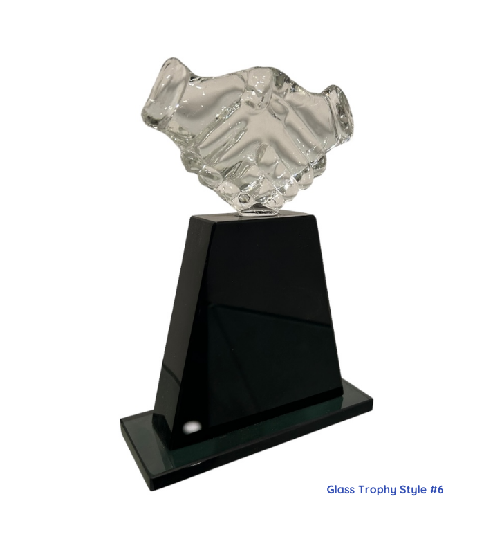 "Engraved glass trophy with a sleek design, complete with a gift box. Ideal for corporate awards, recognition ceremonies, and special occasions, offering a premium, personalized touch."