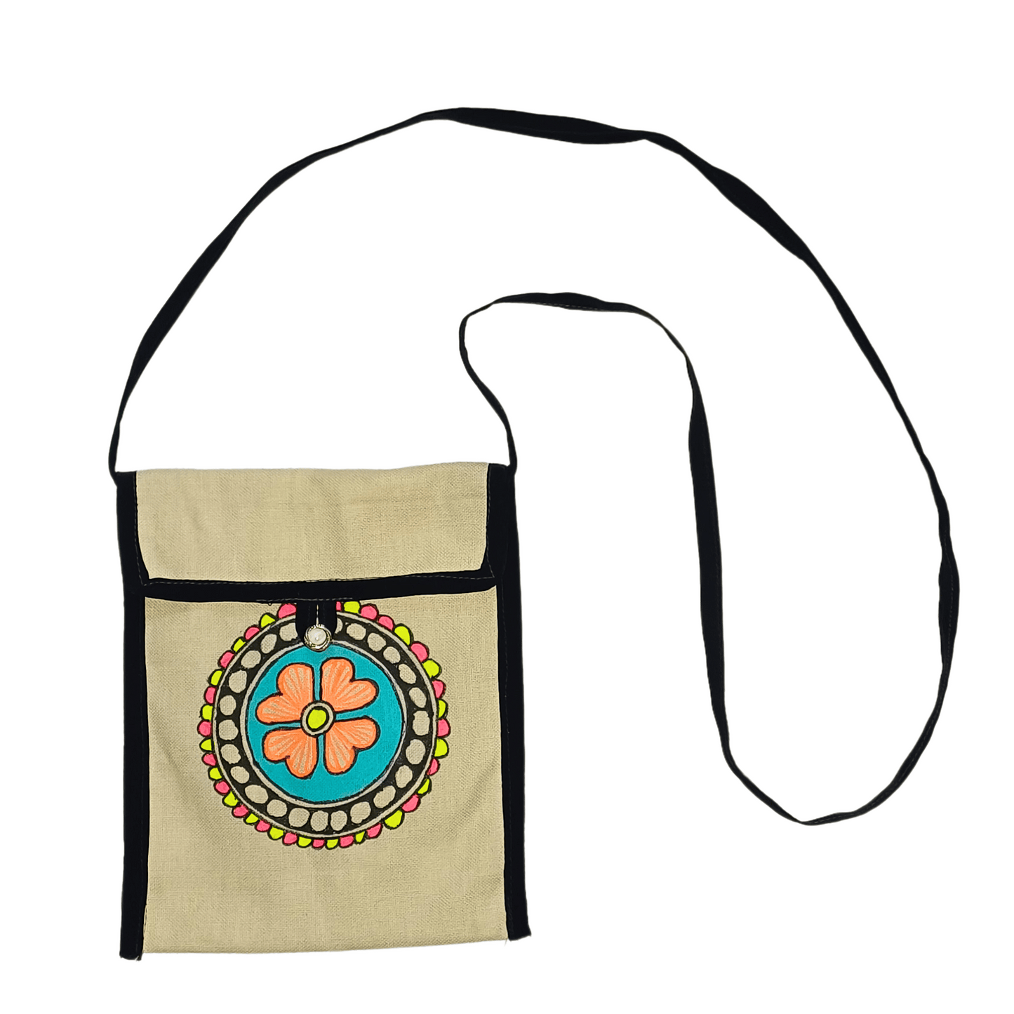 Ethnic Bloom Shoulder Bag | Handcrafted Madhubani Art Crossbody