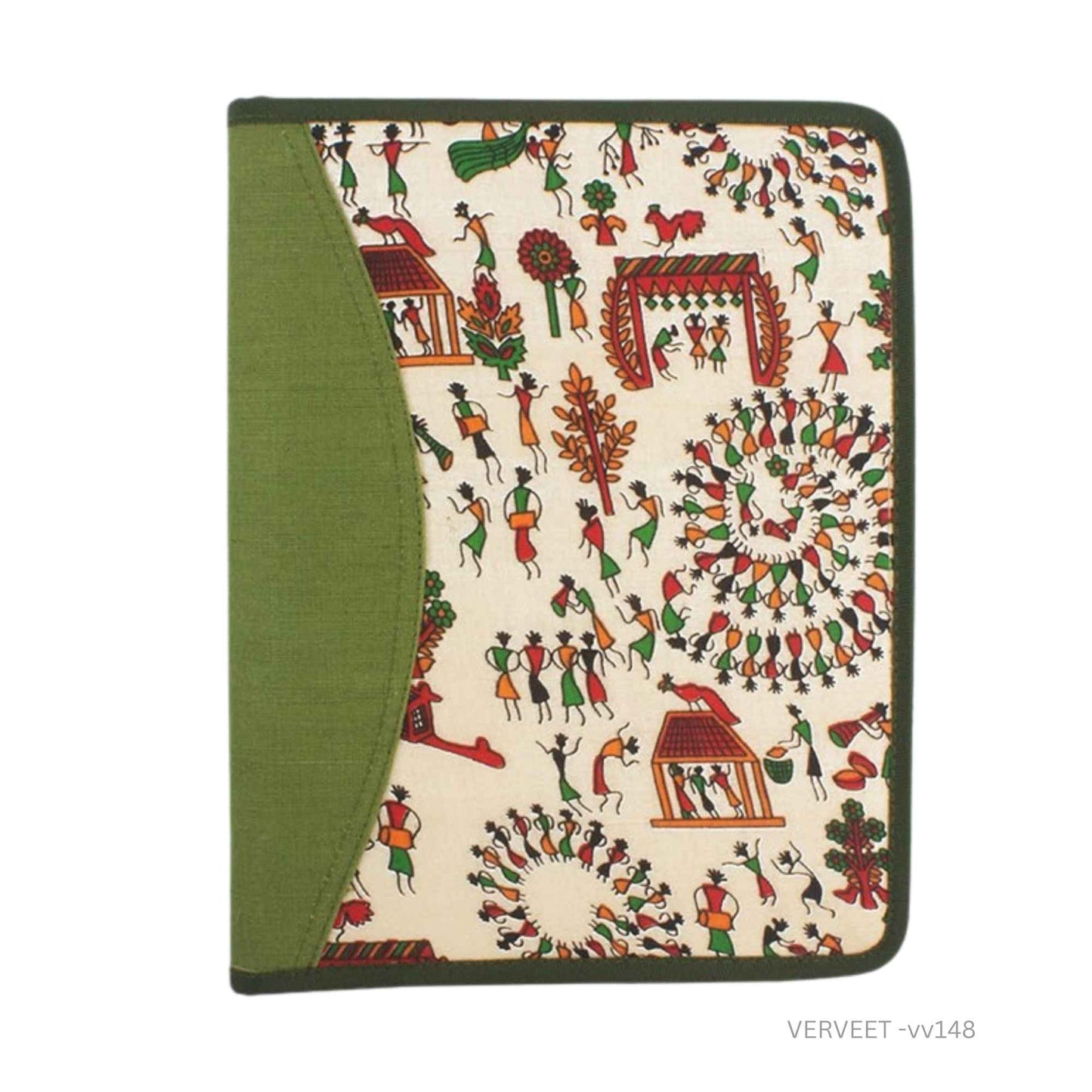 Handcrafted Warli office file organizer with traditional Indian art design, eco-friendly document holder for office and corporate gifting