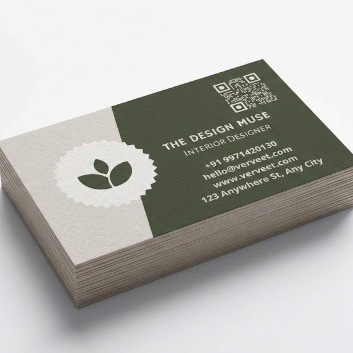 Minimal Velvet Paper Visiting Card for Interior Designers – Square Corner