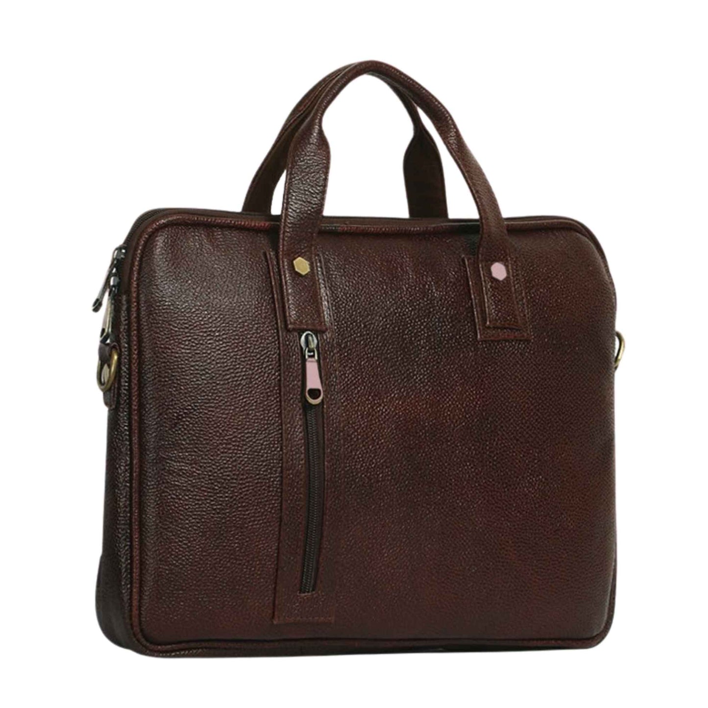 Premium Brown Leather Laptop Office Bag for Men | Professional Business Briefcase with Shoulder Strap & Multiple Compartments