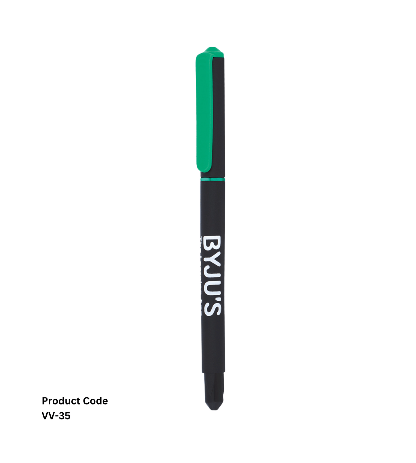 Personalized Plastic Pen VV35, black and green, customizable and stylish, perfect for corporate gifting or promotional use.