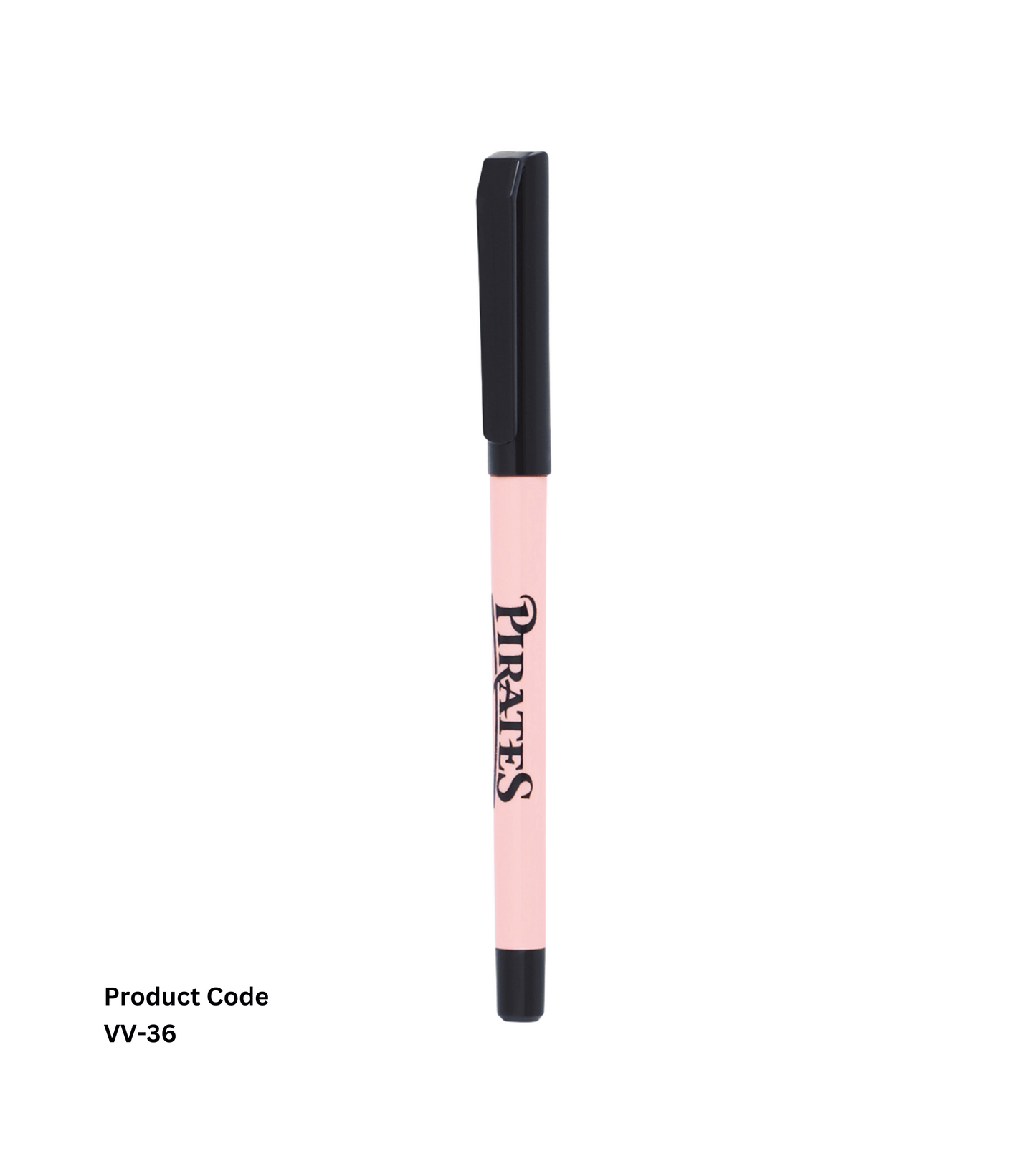 Personalized Plastic Pen VV36, pink and black, customizable and sleek, ideal for corporate gifting or promotional use.
