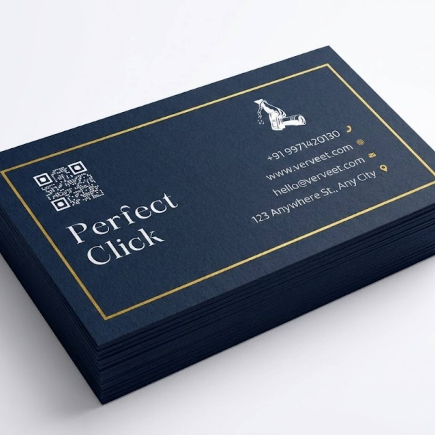 Minimal Velvet Paper Visiting Card for Photographers – Square Corner