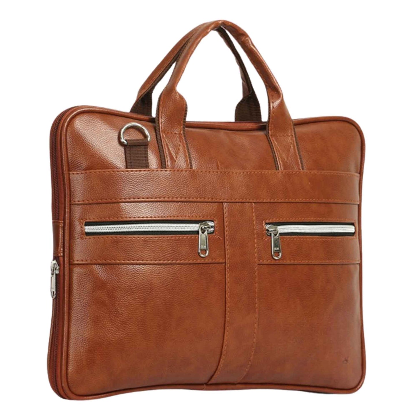 Premium Brown Leather Laptop Bag for Men | Office & Business Briefcase with Shoulder Strap | Stylish Work Bag for Professionals