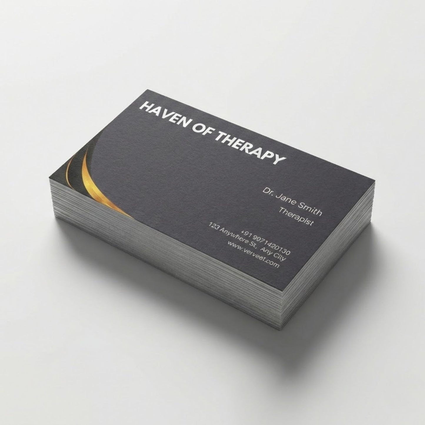 Minimal Velvet Paper Visiting Card for Therapists – Square Corner
