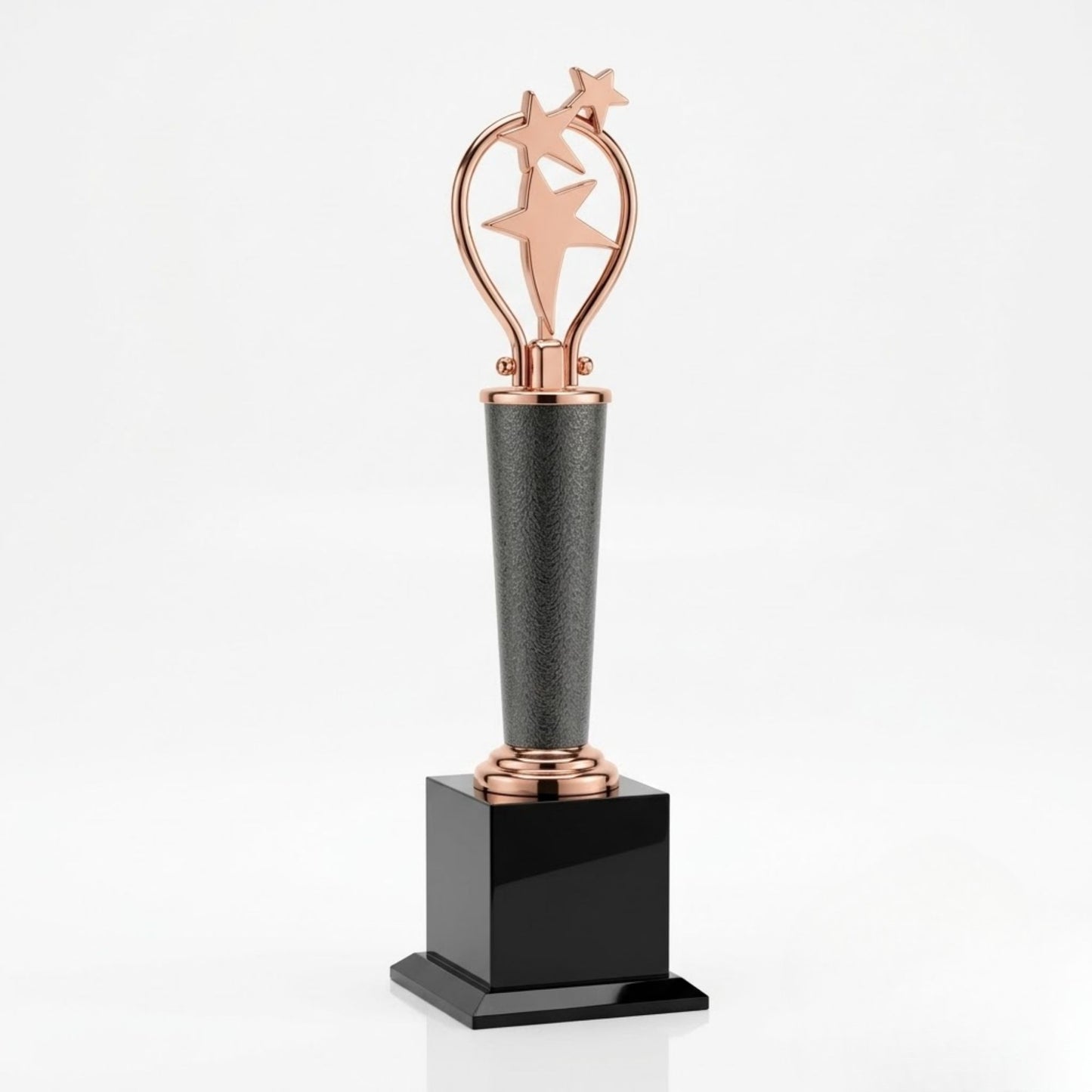 3-Star Trophy with Grey Pillar | Custom Metal Trophy for Corporate & Sports Awards