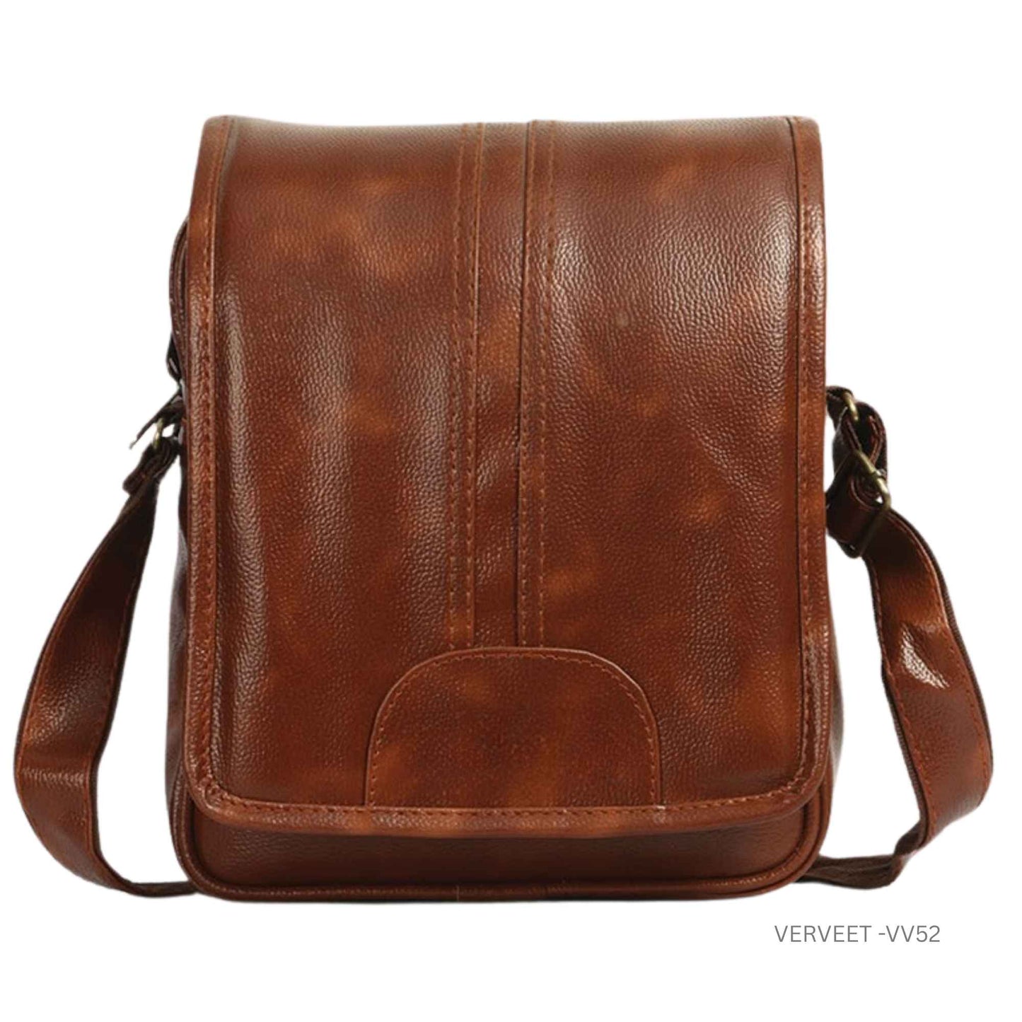 Verveet Premium Leatherette Sling Bag for Men | Compact Crossbody Messenger Bag with Adjustable Strap | Daily Office, Travel & Casual Use