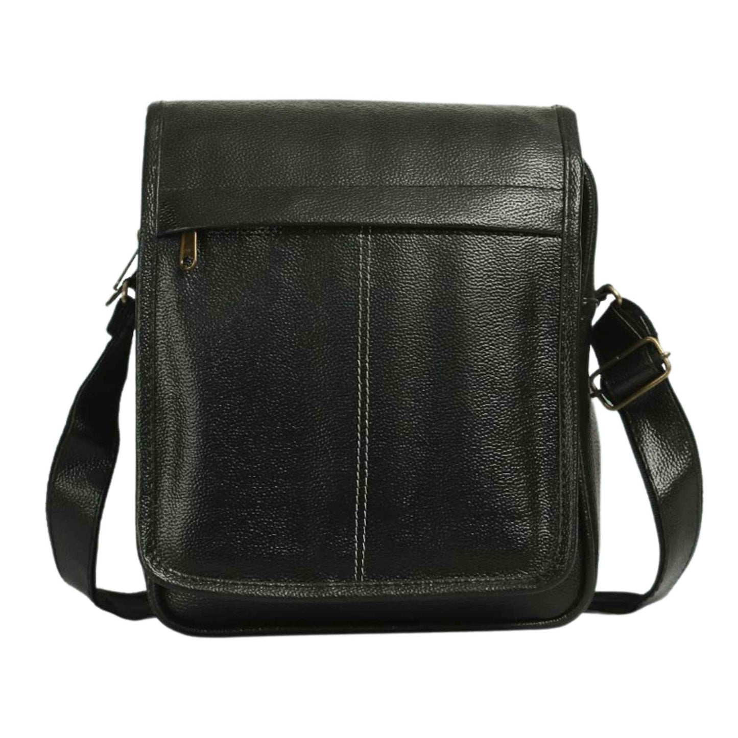 Verveet Men’s Leather Sling Bag | Premium Black Crossbody Shoulder Bag with Adjustable Strap | Compact Travel & Office Bag