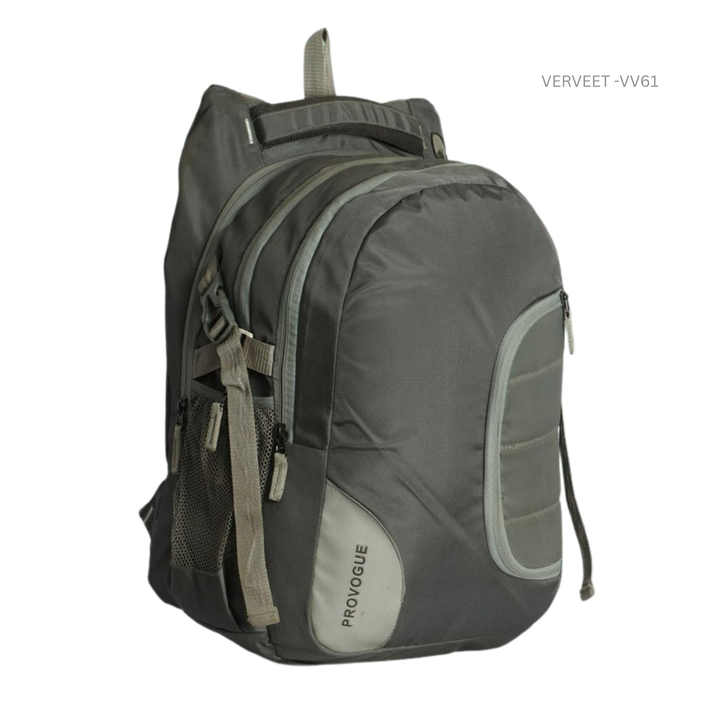 Verveet VV61 Multi-Compartment Grey Backpack | Stylish & Durable Laptop Travel Bag with Side Bottle Pocket