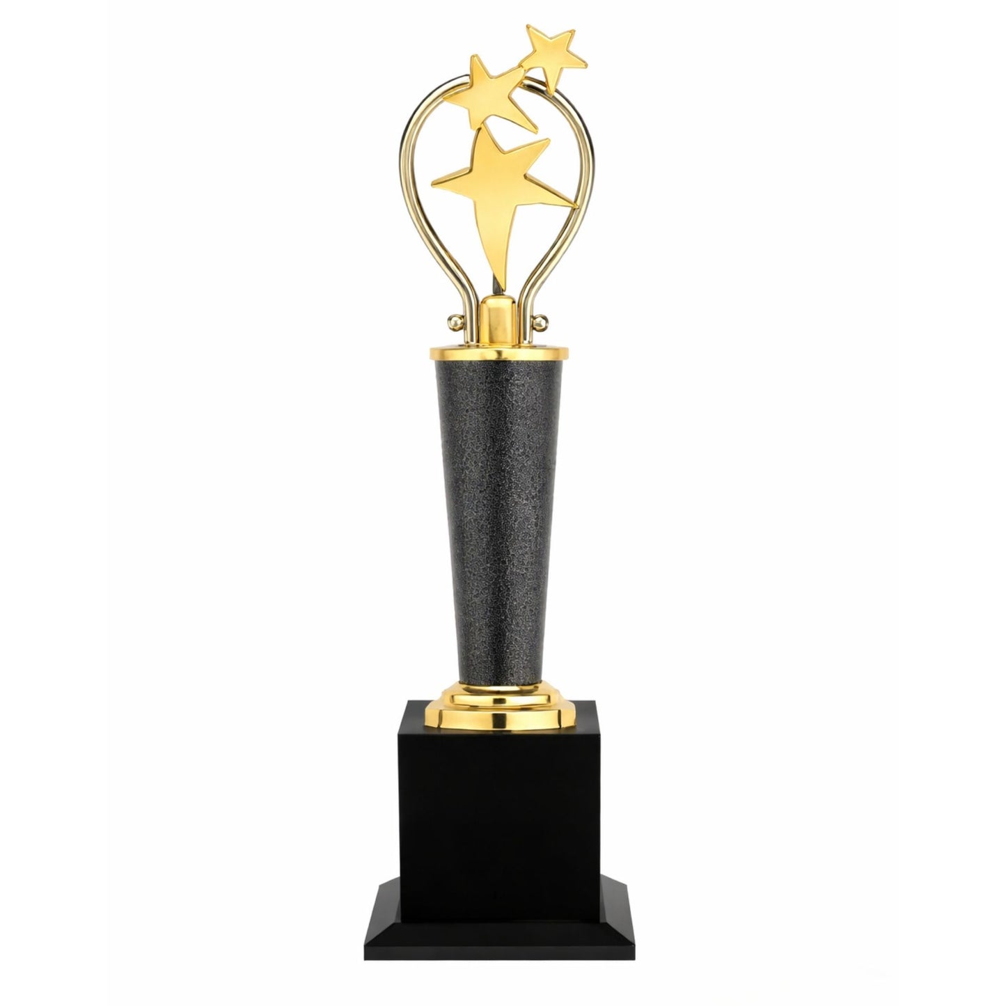 3-Star Trophy with Grey Pillar | Custom Metal Trophy for Corporate & Sports Awards