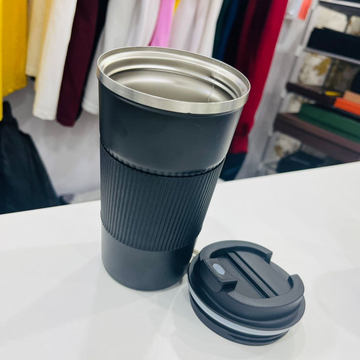 Verveet Rubber Coated Coffee Tumbler 500ml | Insulated Travel Mug with Lid & Grip Sleeve (Customizable)