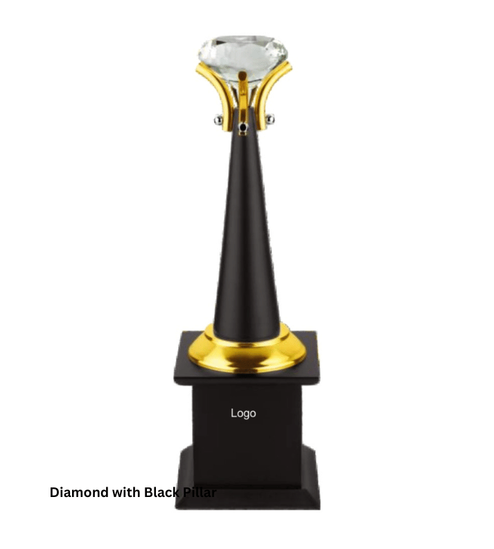 Diamond with Black Pillar Customised Metal Trophy