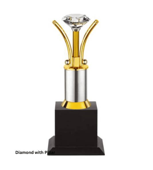 Diamond with Pillar Customised Metal Trophy