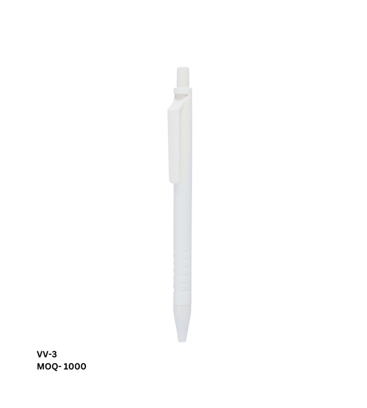 Personalized All-White Plastic Pen - VV3