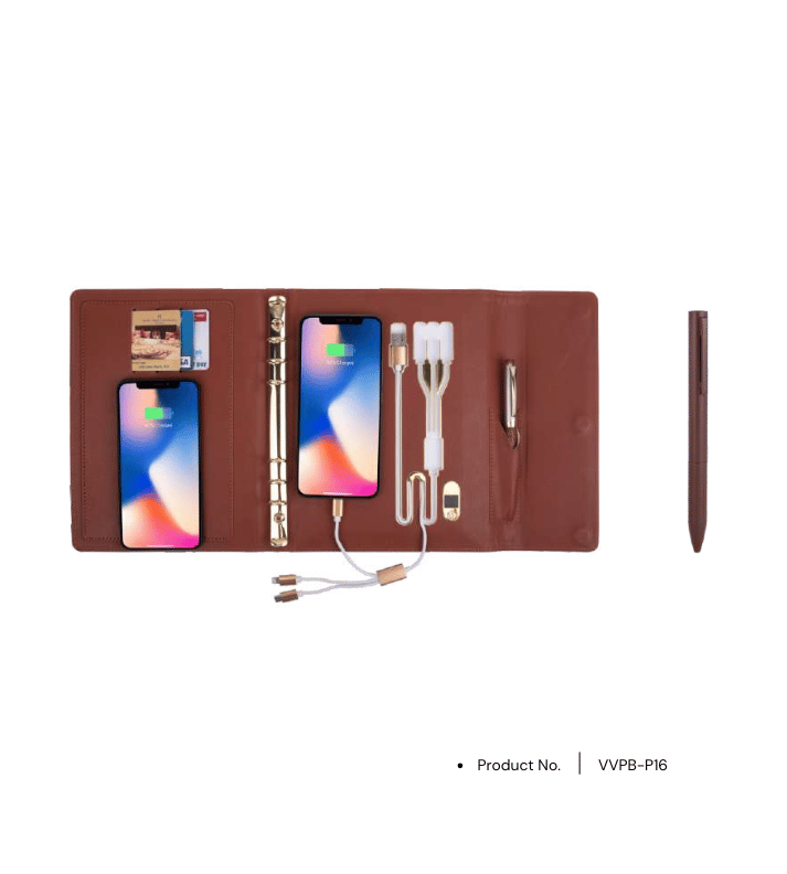 Power Bank Notebook VVPB-P16 | 10000mAh Power Bank, Wireless Charger, LED Branding Plate