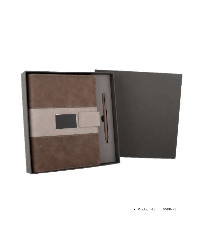 Power bank notebook with wireless charging and LED branding plate