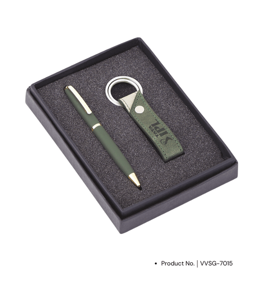 A premium gift set featuring a sleek pen and keychain, ideal for corporate gifting. This set is designed to impress, combining functionality and style for a thoughtful, professional present. Perfect for business events, client appreciation, or employee recognition.