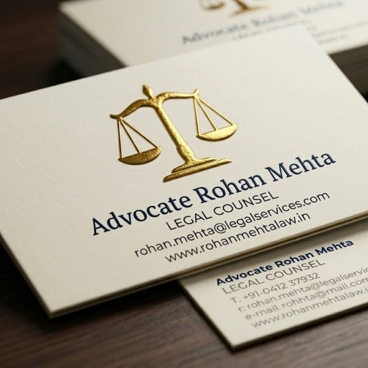 Advocate Gold Foil Embossed Visiting Card | Premium Lawyer Business Cards for Legal Professionals