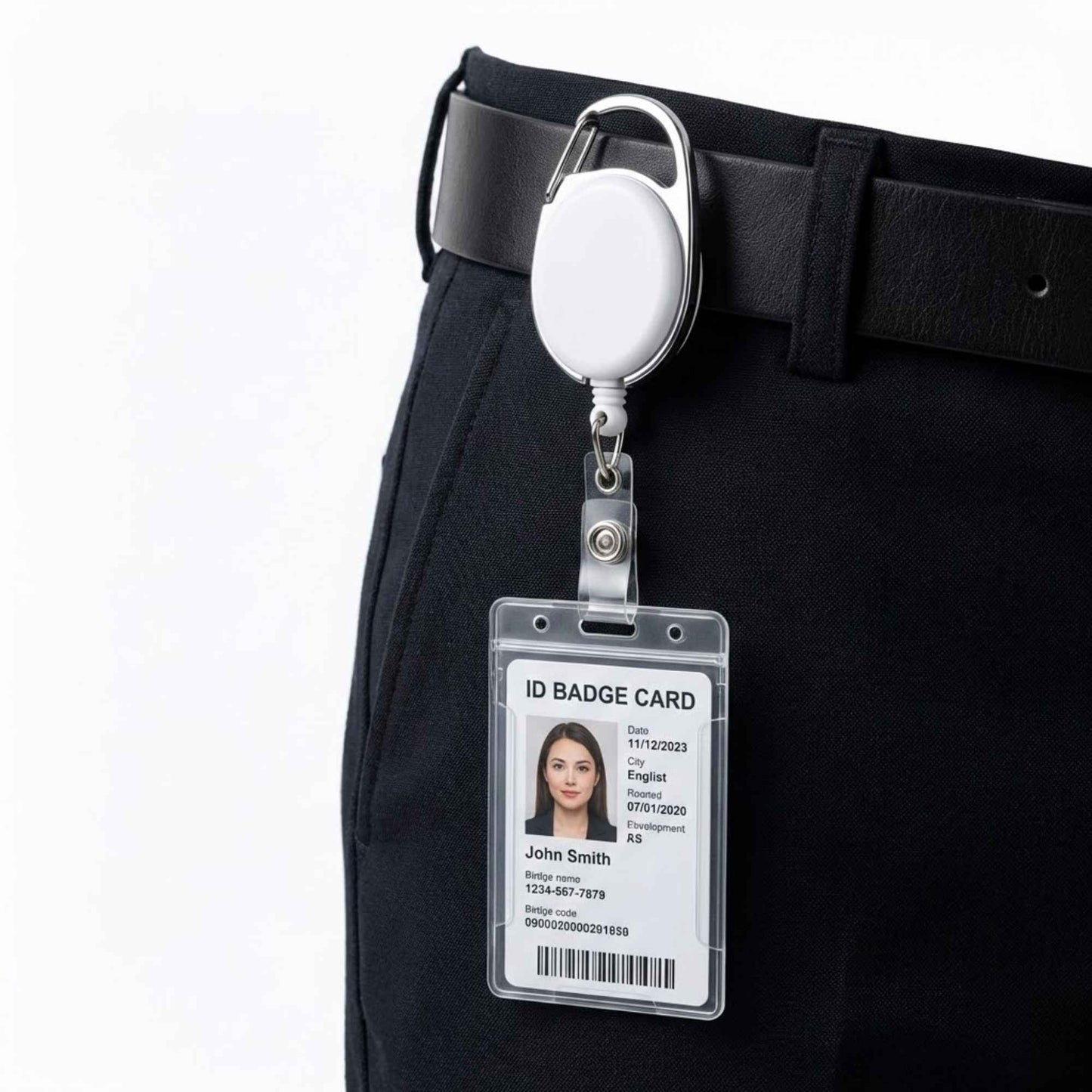 Retractable ID Badge Holder with Carabiner Clip | Heavy Duty Badge Reel for Office, School & Corporate Use