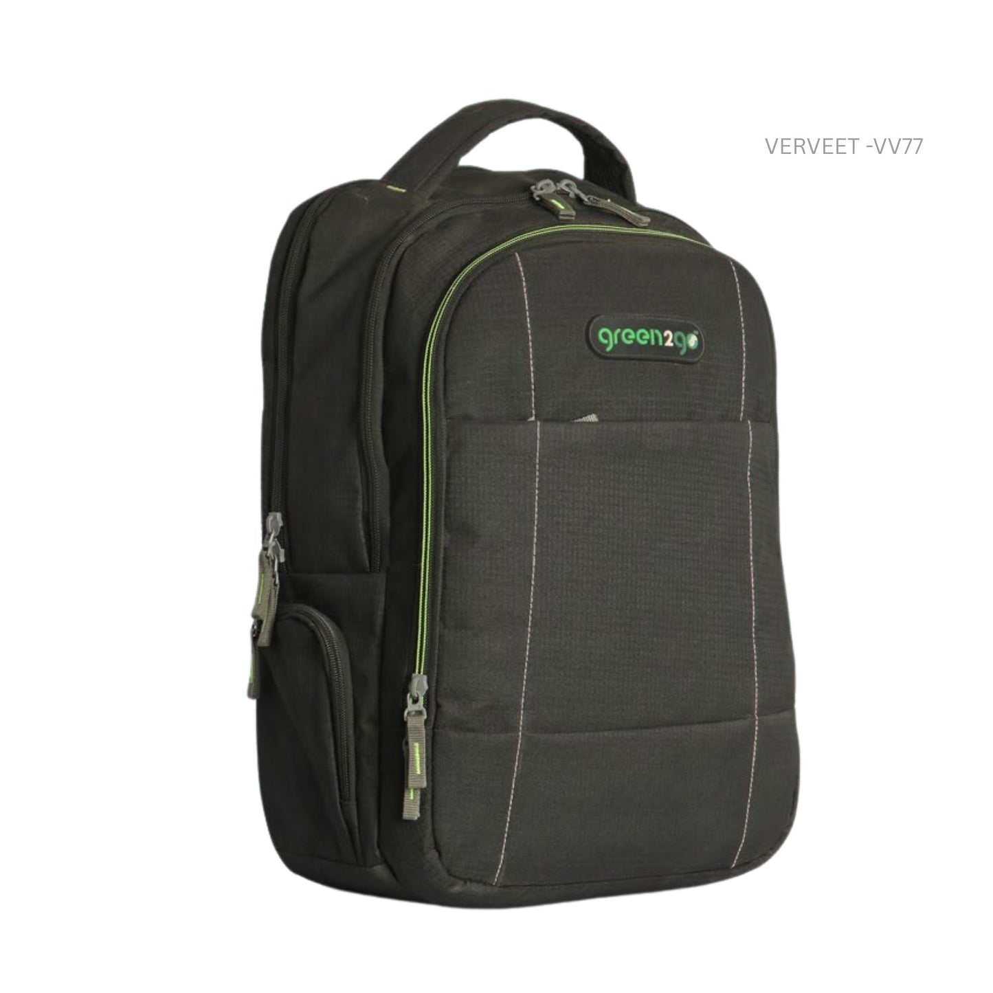 Black Laptop Backpack with Green Accent | Durable Office, College & Travel Bag