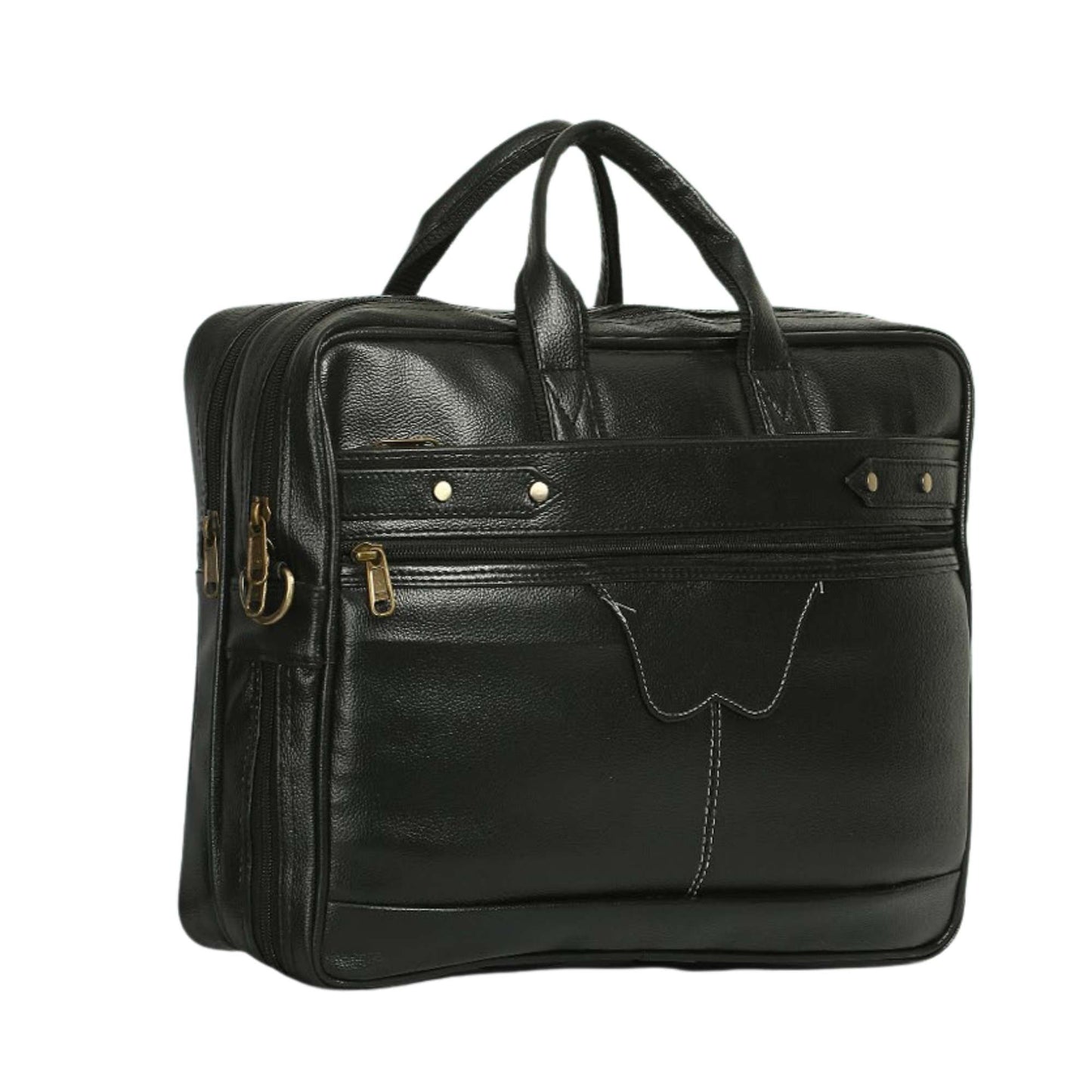 Premium Black Leather Laptop Bag for Men | Office & Business Briefcase | Professional Messenger Laptop Bag with Shoulder Strap
