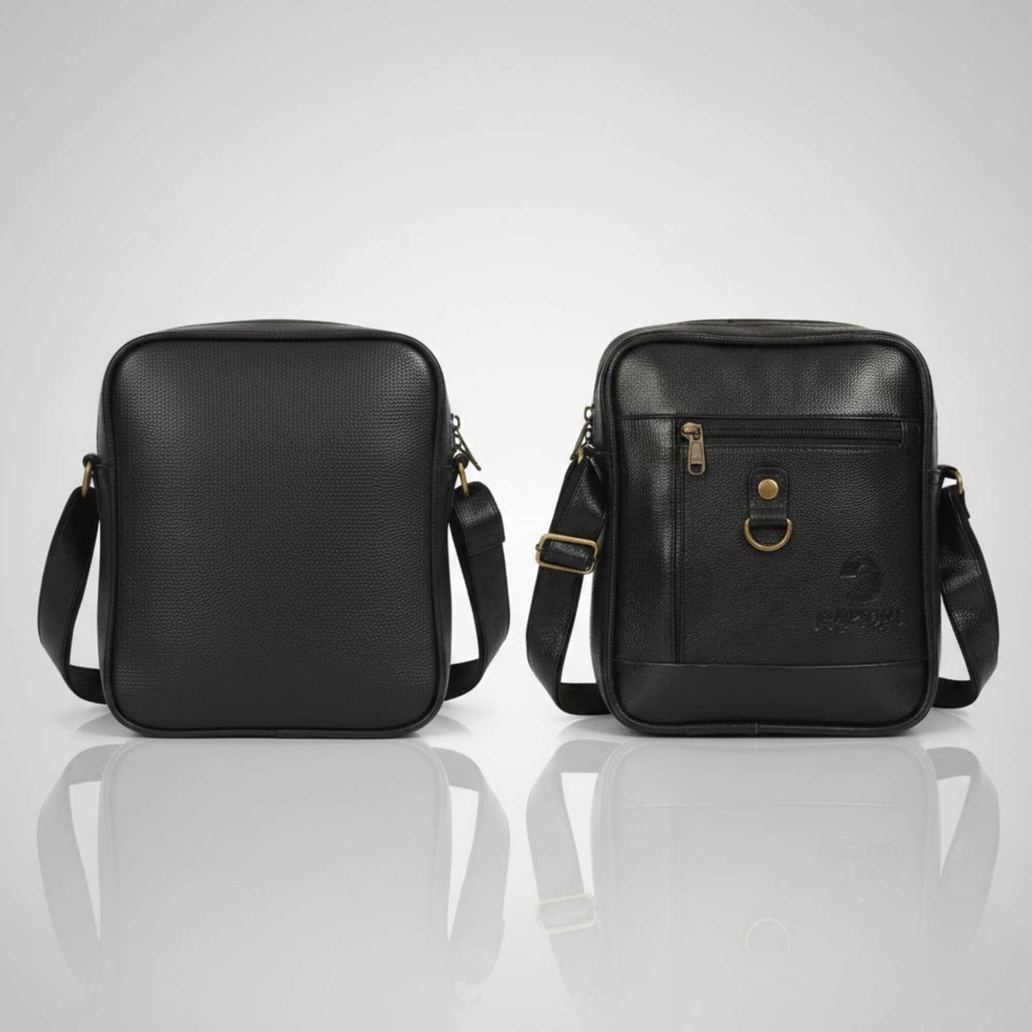 Premium Black Leather Sling Bag for Men | Compact Crossbody Messenger Bag with Adjustable Strap | Daily Office & Travel Use