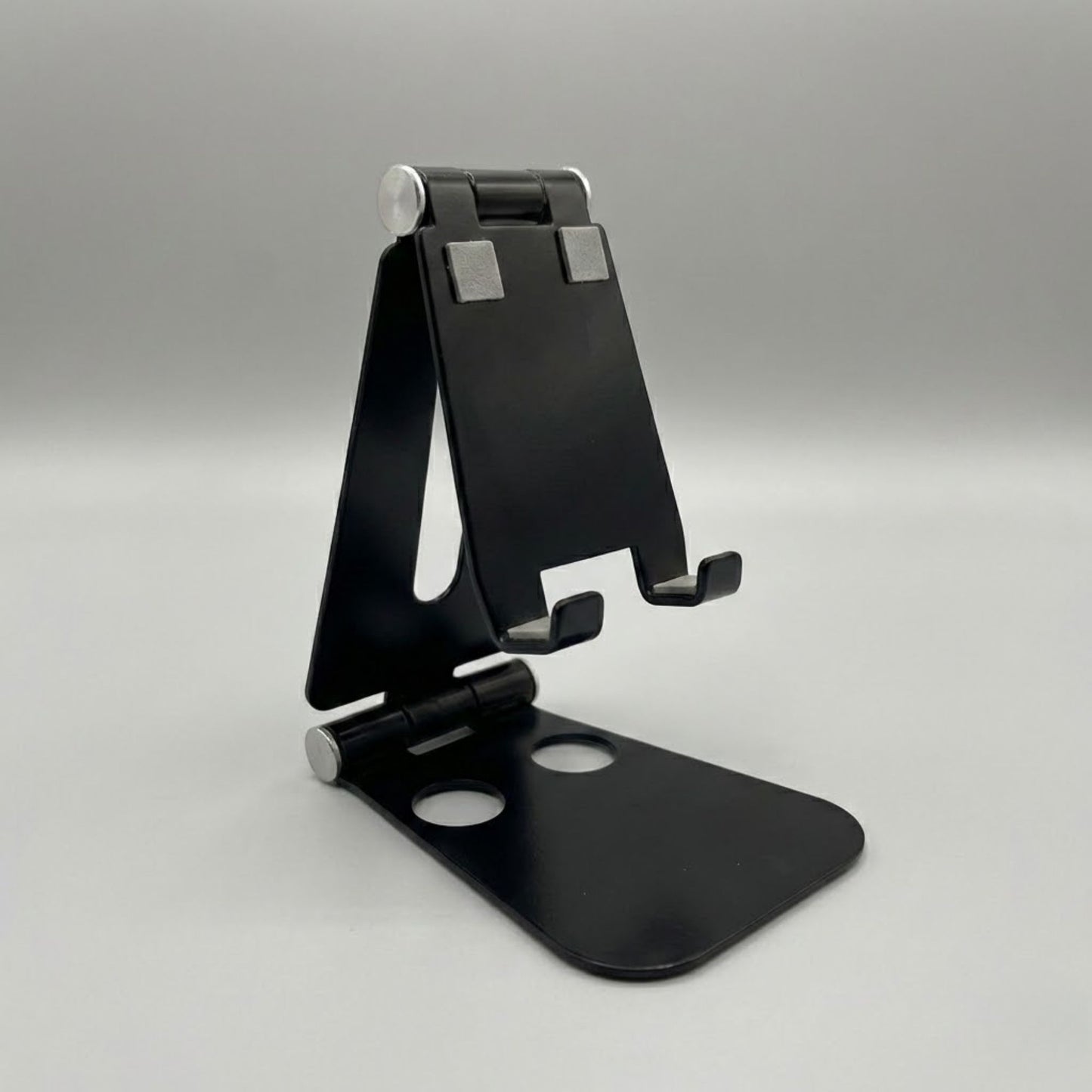 Black Metal Mobile Stand for Desk | Foldable Adjustable Phone Holder for Office & Home