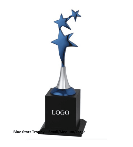 Blue Stars Trophy – Small/Medium/Large | Custom Metal Award