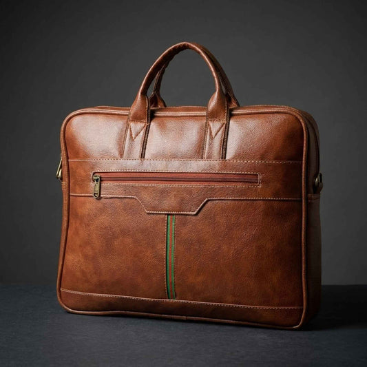 Premium Brown Leather Laptop Bag for Men | Office & Business Briefcase with Multiple Compartments | Stylish Professional Work Bag