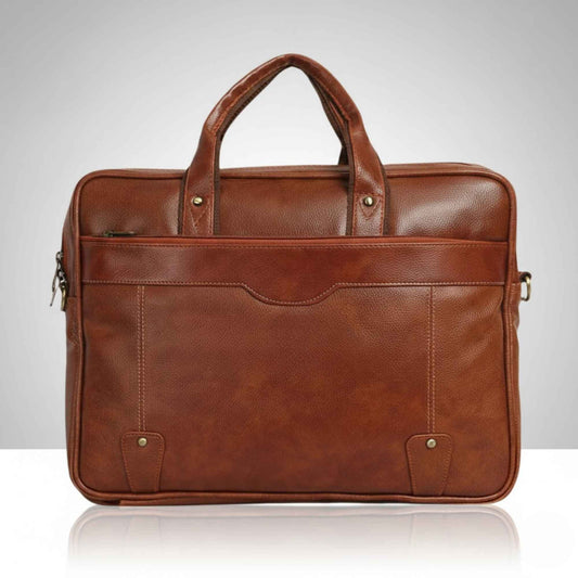 Premium Brown Leather Laptop Bag for Men | Office & Business Briefcase with Multiple Compartments | Professional Messenger Bag for Work & Travel