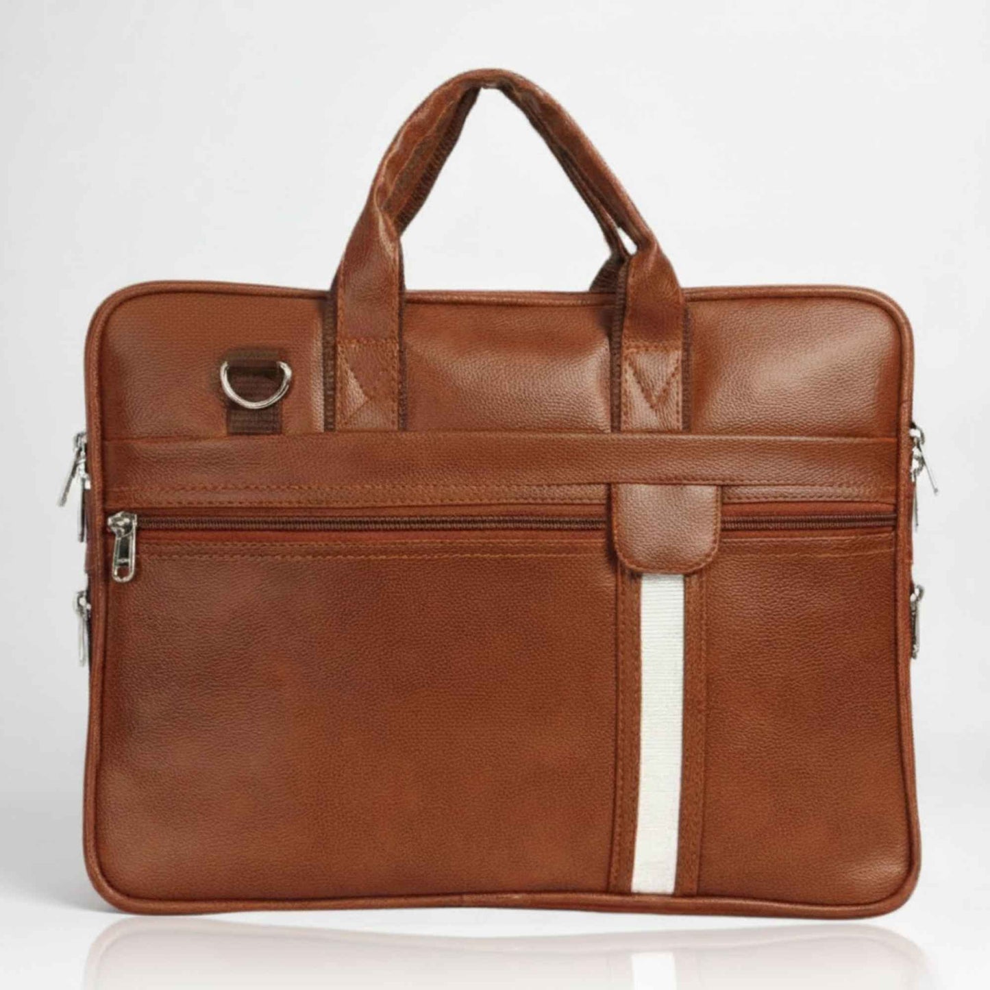 Premium Brown Leather Laptop Bag for Men & Women | Professional Office Messenger Bag with Shoulder Strap | Stylish Business Briefcase for 14–15.6 Inch Laptops