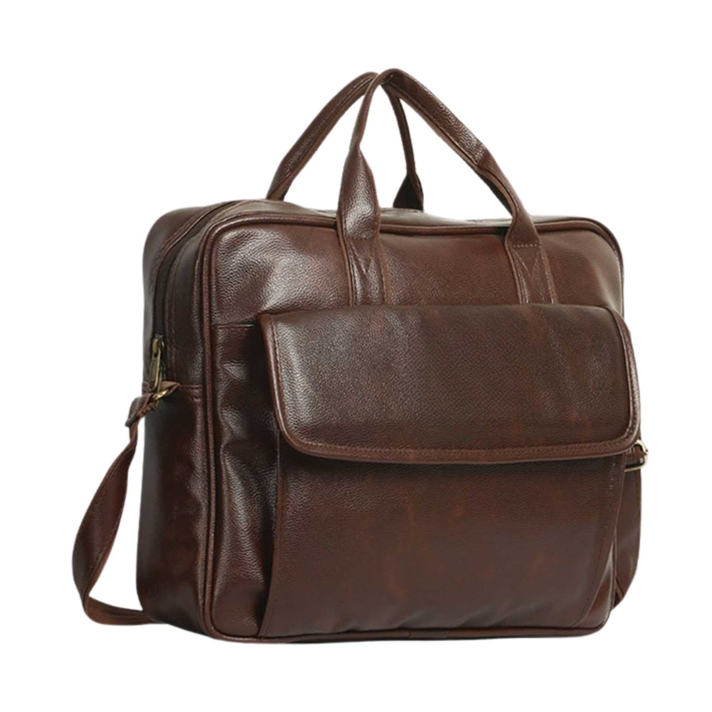 Premium Brown Leather Laptop Bag for Men | Executive Office Briefcase with Shoulder Strap | Professional Business Messenger Bag