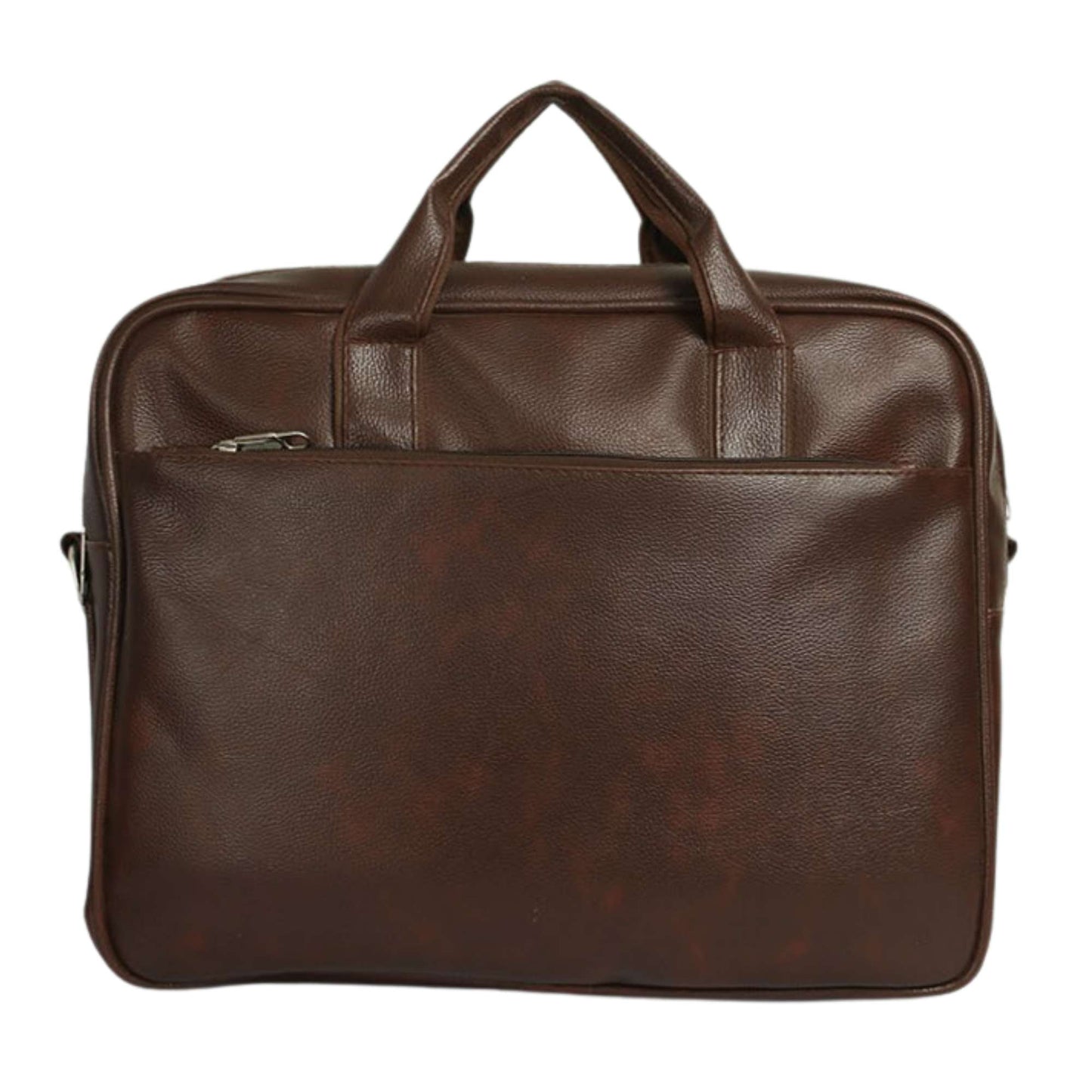 Premium Brown Leather Office Laptop Bag for Men | Professional Business Briefcase with Front Flap Pocket & Shoulder Strap
