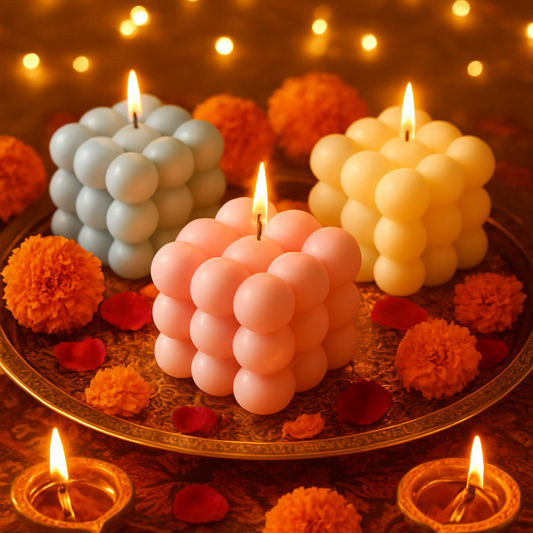 Bubble Cube Candle | Aesthetic Decorative Soy Wax Candle for Home Décor, Gifting & Aromatherapy