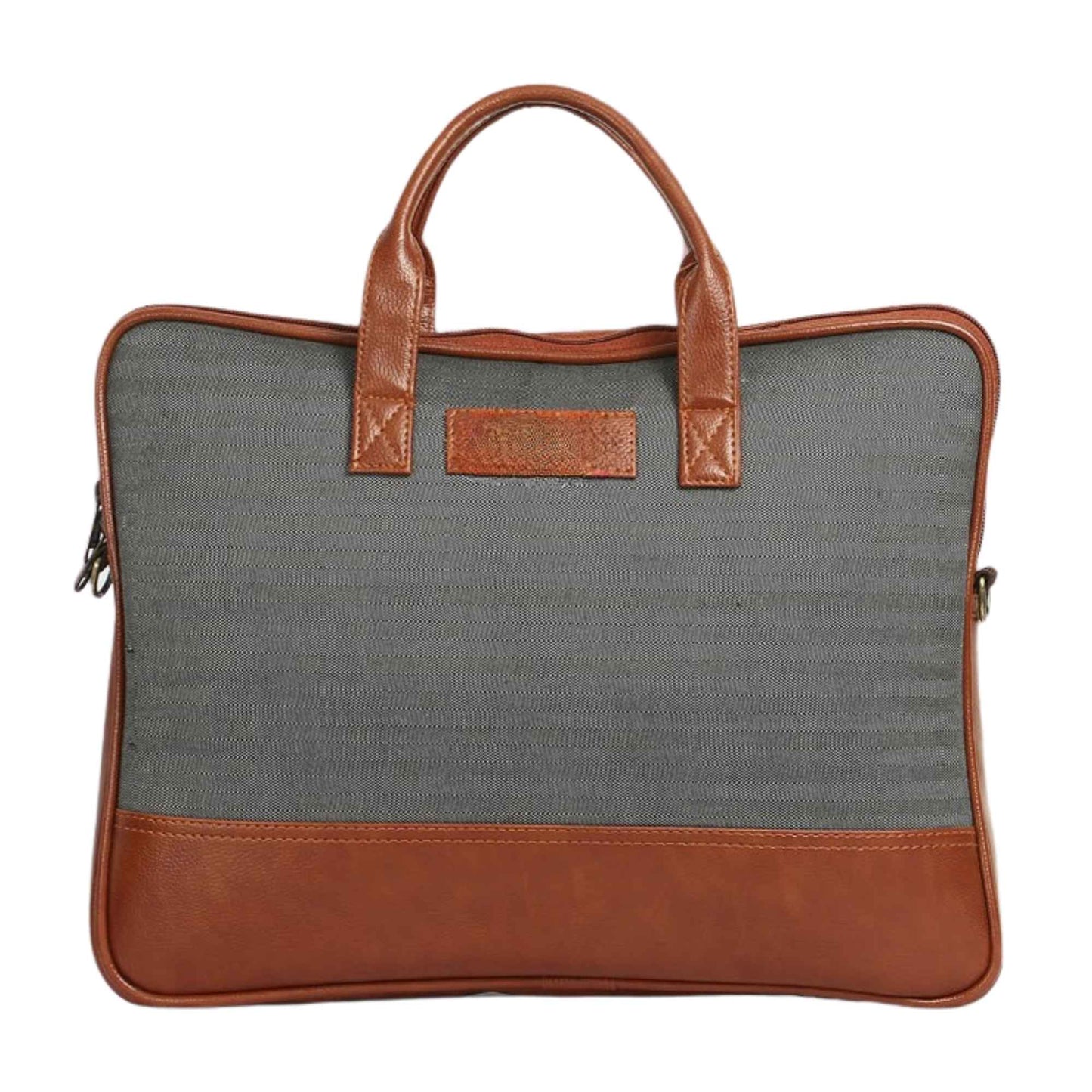 Premium Grey Laptop Office Bag with PU Leather Handles | Professional Messenger Bag for Men & Women | Stylish Work & Travel Laptop Carry Case