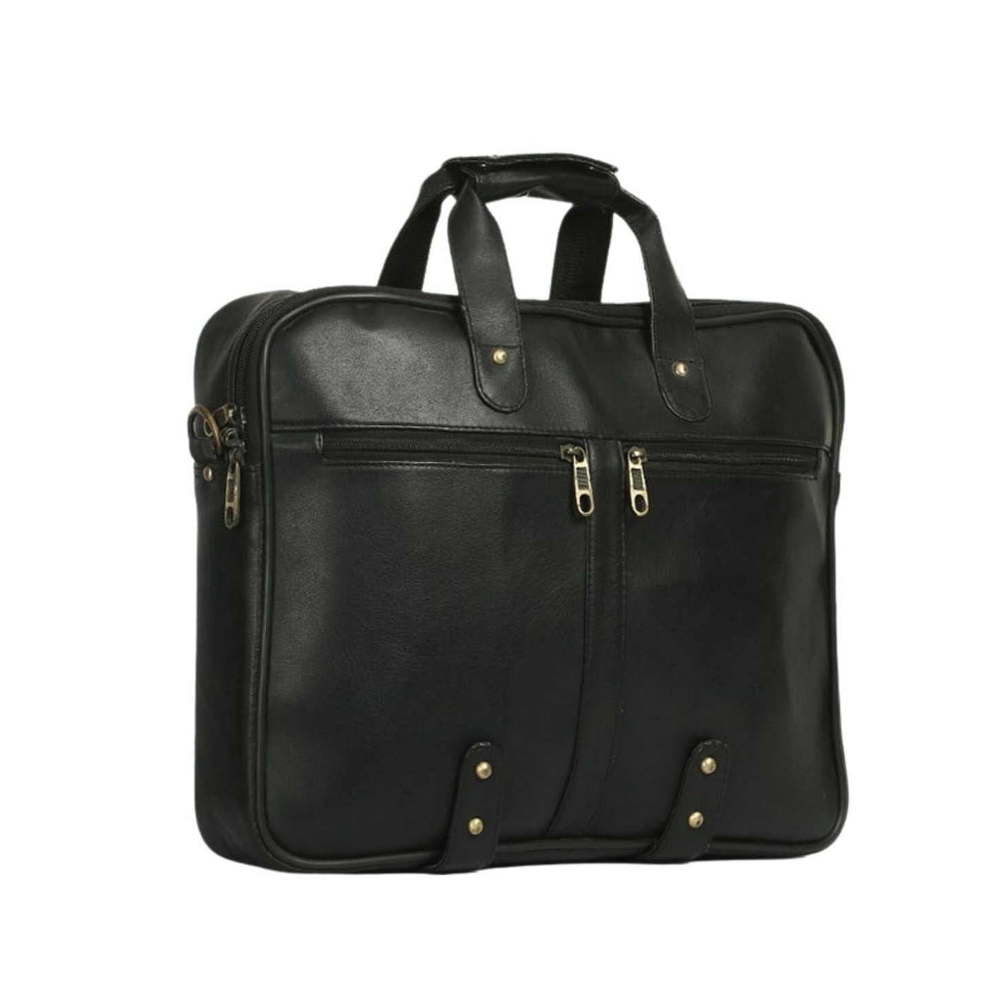 Premium Black Leather Laptop Bag for Men & Women | Office & Business Briefcase with Multiple Compartments