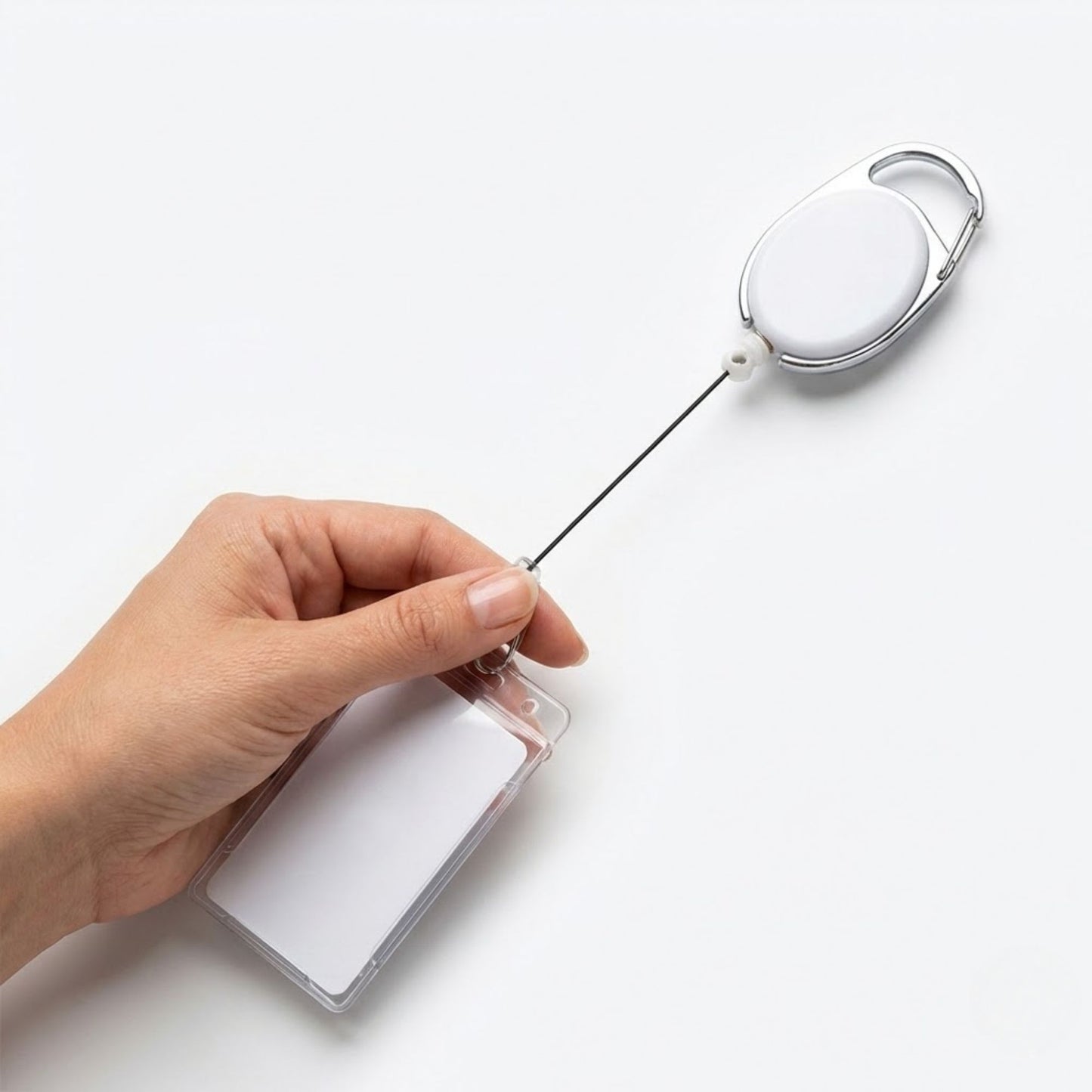 Retractable ID Badge Holder with Carabiner Clip | Heavy Duty Badge Reel for Office, School & Corporate Use