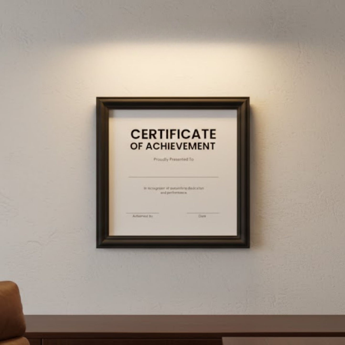 Square certificate wall photo frame for displaying awards, documents, and professional achievements