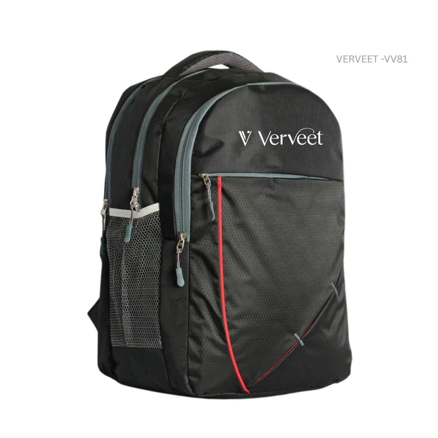 Stylish Black Laptop Backpack with Contrast Piping | Office, College & Corporate Use